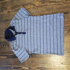 Banana Republic Light Gray and Navy Striped Polo